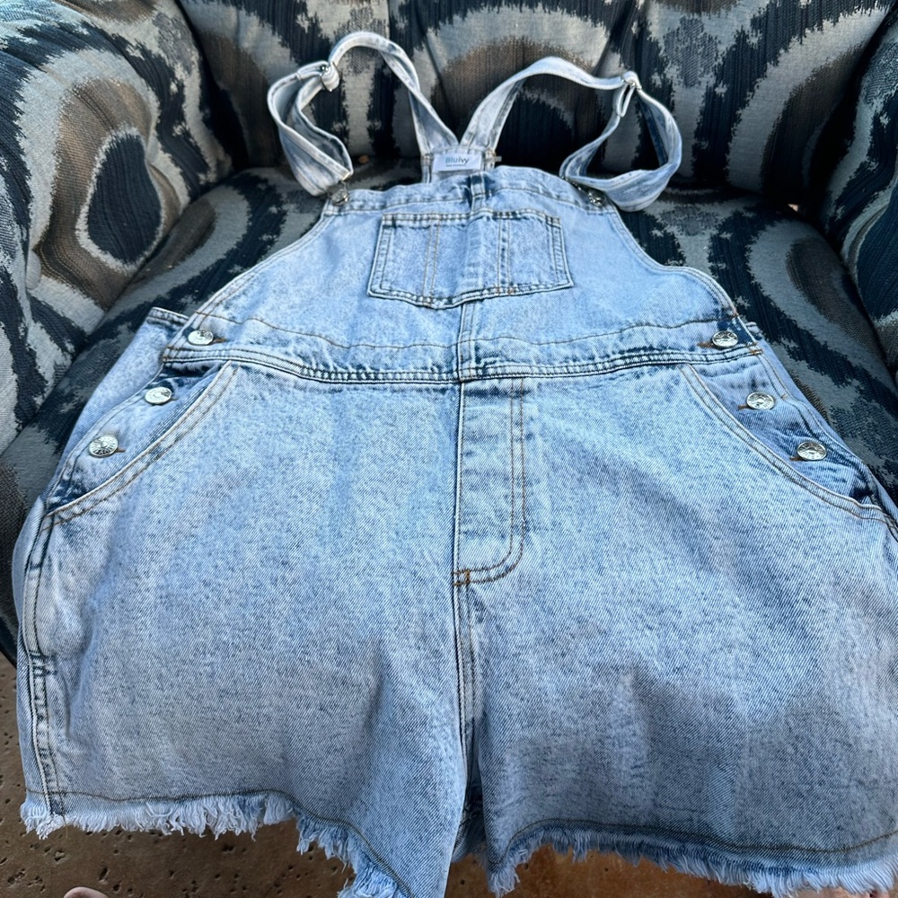 Bluivy Distressed Denim Overall Shorts